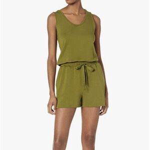 Daily Ritual Women L Romper Jumpsuit Green Olive Supersoft Sleeveless